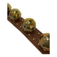 thumbnail image 2 of Taupe Five Solid Brass Bells Studded Natural Leather Sleigh Bell Door Hanger USA, 2 of 4