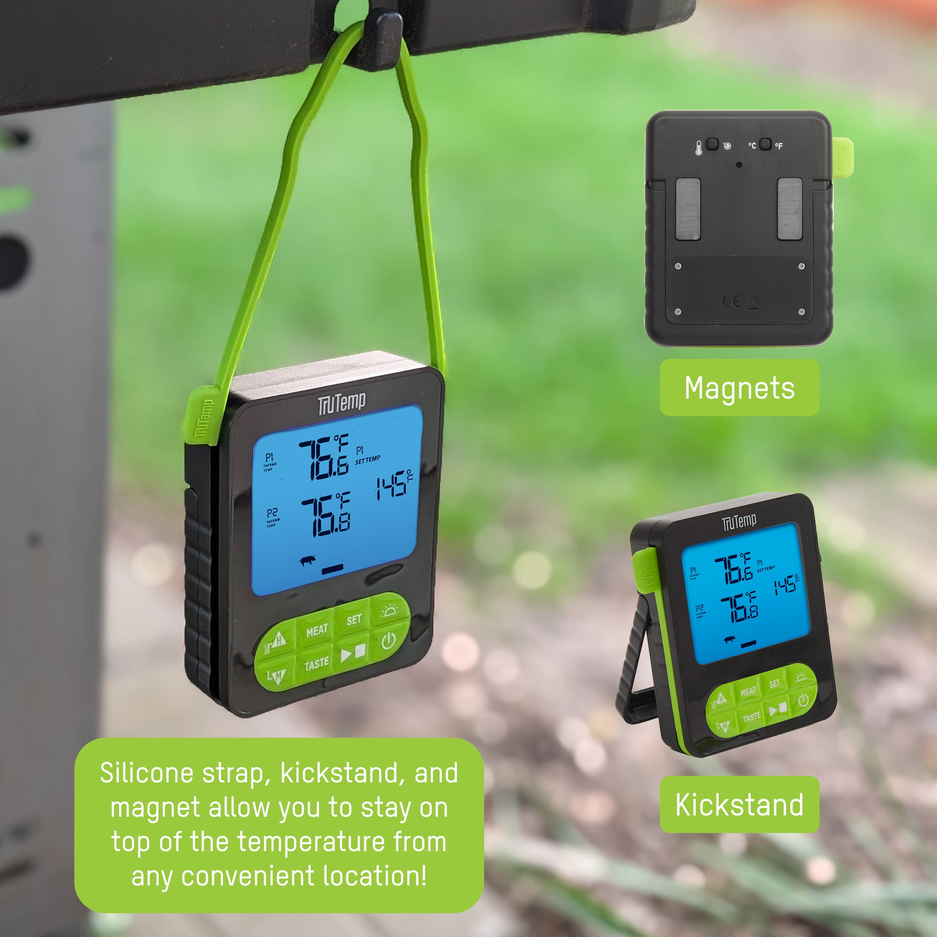 TruTemp Digital Dual Probe Programmable Meat Thermometer for Grilling, Smoking, & Cooking, Green