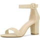 thumbnail image 1 of Sandalias de tacón grueso con punta abierta y correa en el tobillo para mujer Beige 37, 1 of 6