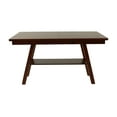 thumbnail image 4 of Dark Walnut Rectangular Dining Table - 66" Rubberwood Counter Height Table for Dining Room - Modern Design w/ Open Shelf - Walnut Finish, 4 of 17