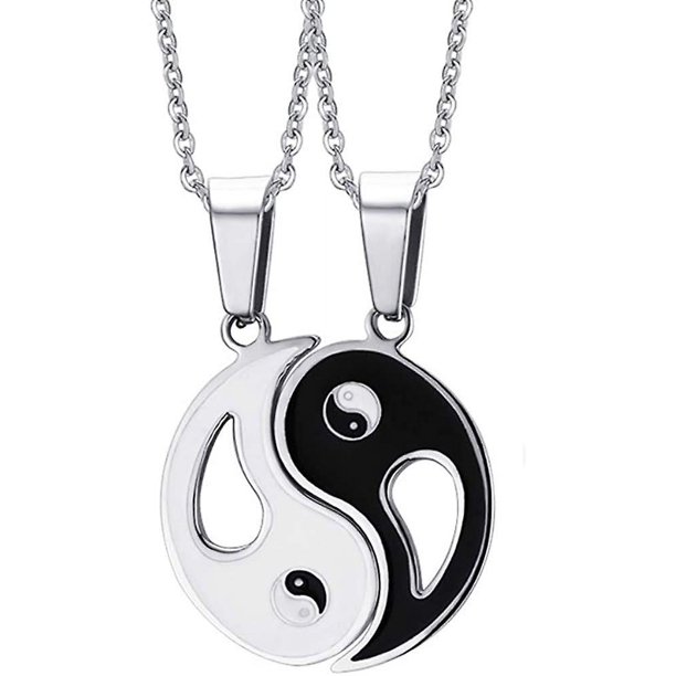 Collar colgante Yin Yang Bff parejas 2 piezas acero Inoxidable 19.6