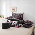 thumbnail image 6 of meiyoeat Bow Monogrammed Print E 7 Pieces Bedding Comforter Set For Girls,Pink Cheetah Pattern Initial Theme Full Bedding Set For Kids,black Reversible, 6 of 7