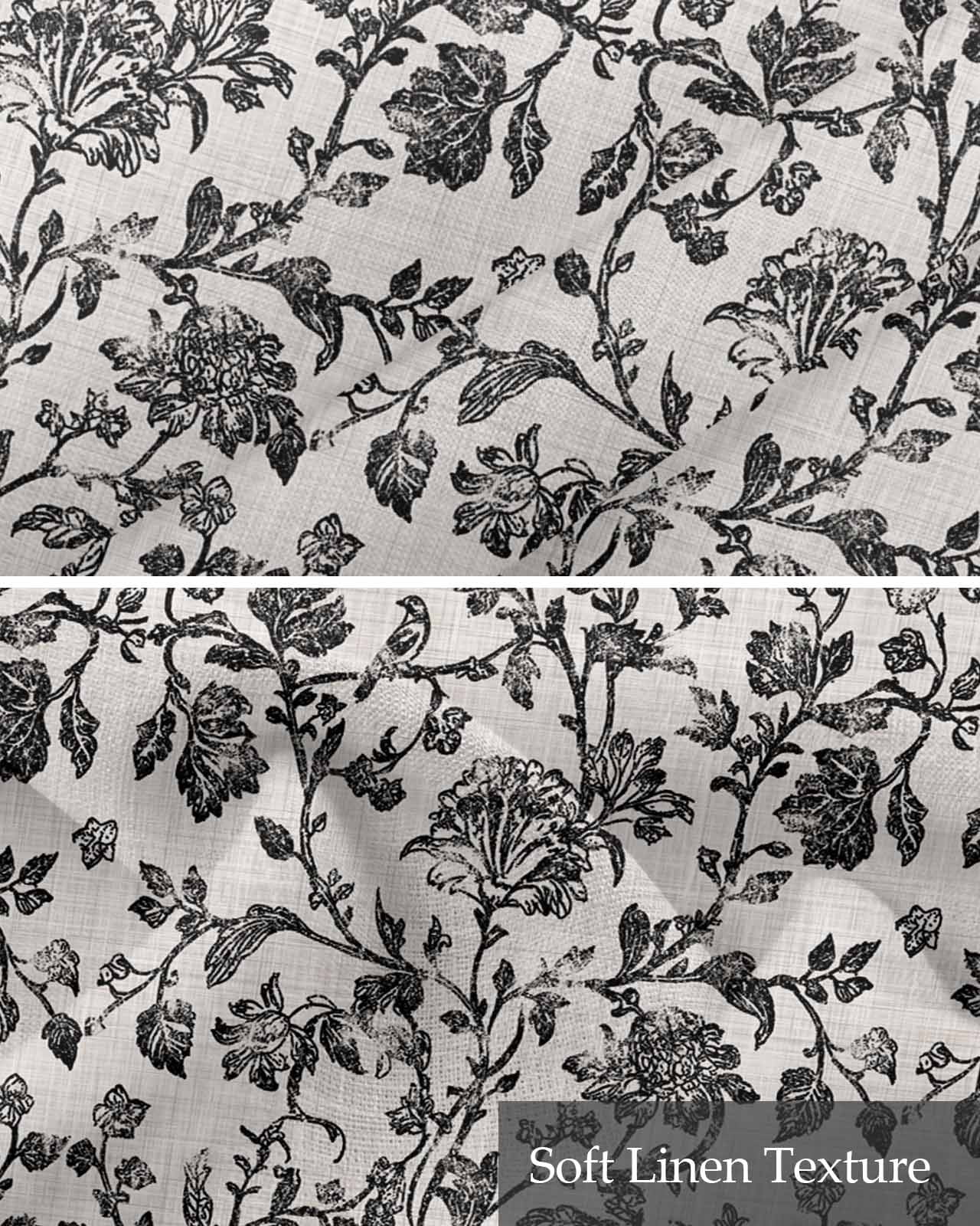 Farmhouse Black Kitchen Valances for Windows Farmhouse Linen Window Valance Curtain for Living Room Window Treatment Vintage Flower Leaf Botanical Plant Valance Rod Pocket Topper Drape, 54 x 18 Inch