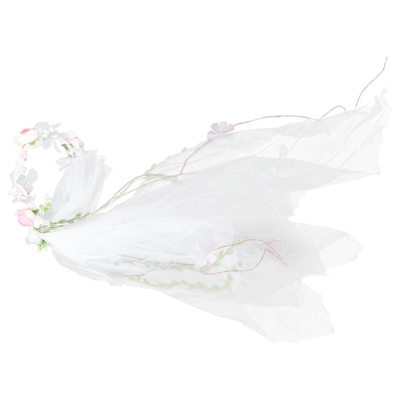 Milisten Elegant Bridal Crown Headdress with White Veil for Women 1Pack