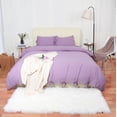 thumbnail image 6 of PiccoCasa Washed Cotton Duvet Cover Set of 3 with 2 Pillowcases, Queen Light Purple, 6 of 7