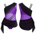 thumbnail image 2 of iiniim Girls Sparkly Lyrical Dance Sleeveless Asymmetrical Gymnastics Leotard Ruched Ballet Dress Purple 14, 2 of 7