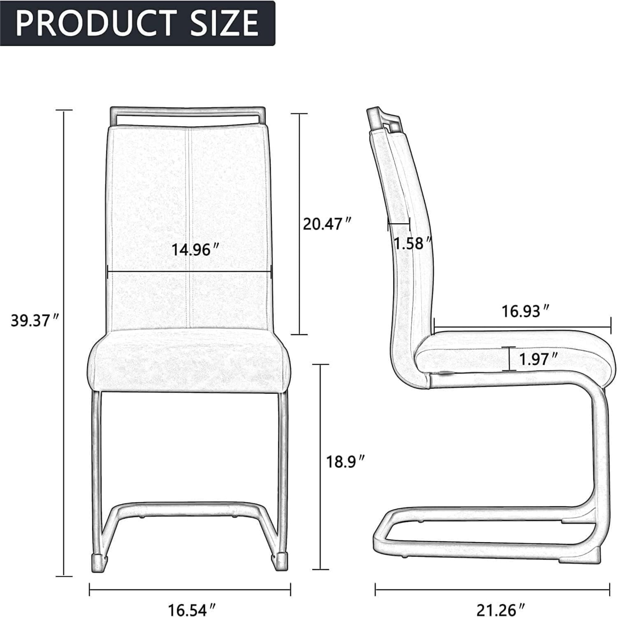 SUDICA Dining Side Chairs Set of 2 Dark Gray PU Leather Upholstered with Chrome Metal Legs for Kitchen Dining Room