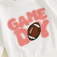 thumbnail image 6 of Toddler Baby Outfits Football Embroidery Crewneck Sweatshirt Top Long Sleeve Top + Long Pants Headband 3 PC Set, 6 of 7