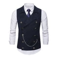 thumbnail image 4 of XIAOCHA Men's Steampunk Double- Vest Notched Lapel Chain Detail Waistcoat Vintage Formal Party Gothic Suit Top, 4 of 8