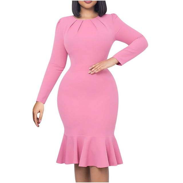 Robe à Manches Longues pour Femmes, Mode, Taille Fine, Robe Unie, Manches Longues, Sexy