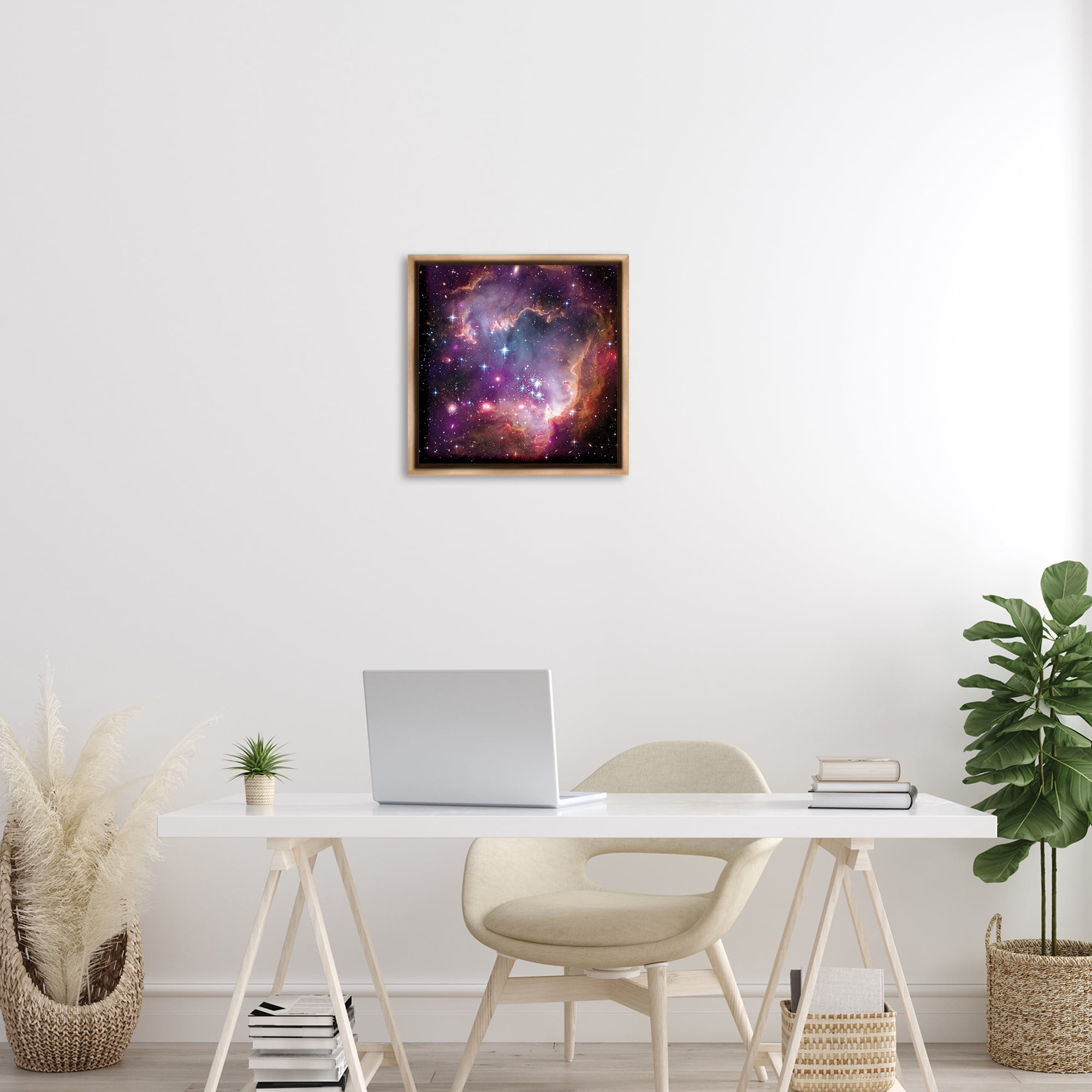 Stupell Industries Cloud Galaxy with Stars Astrology & Stars Painting Brown Floater Framed Canvas Art Print Wall Art, 18 x 18