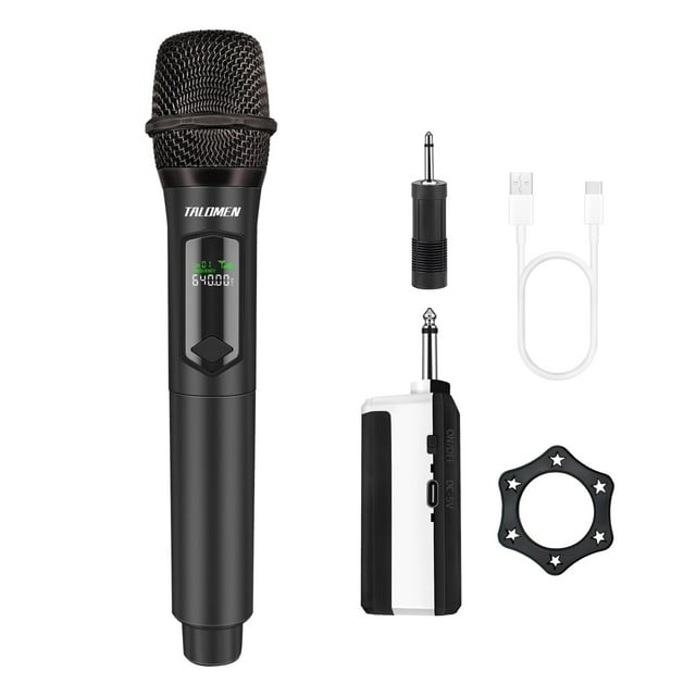 Micrófono inalámbrico talomen K60-1 recargable de 2,4 GHz negro
