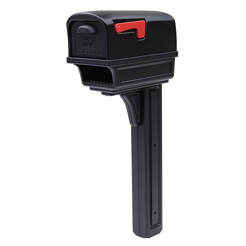 Gibraltar Mailboxes Gentry Large Plastic Black All-in-One Mailbox and Post Combo,... by Solar Group Inc.