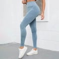 thumbnail image 4 of UngA Ribbed Leggings for Women Knit Yoga Legging Seamless High Waist Tummy Control Skinny Pant Scrunch Butt Lift Sport Workout Leggings Women Light Blue,S, 4 of 6
