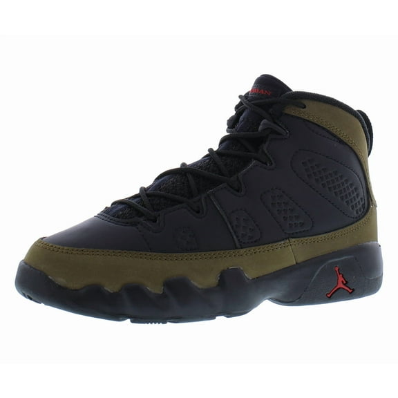 Nike Jordan 9 Retro PS Boys Shoes Size 11, Color: Black/True Red/Light Olive