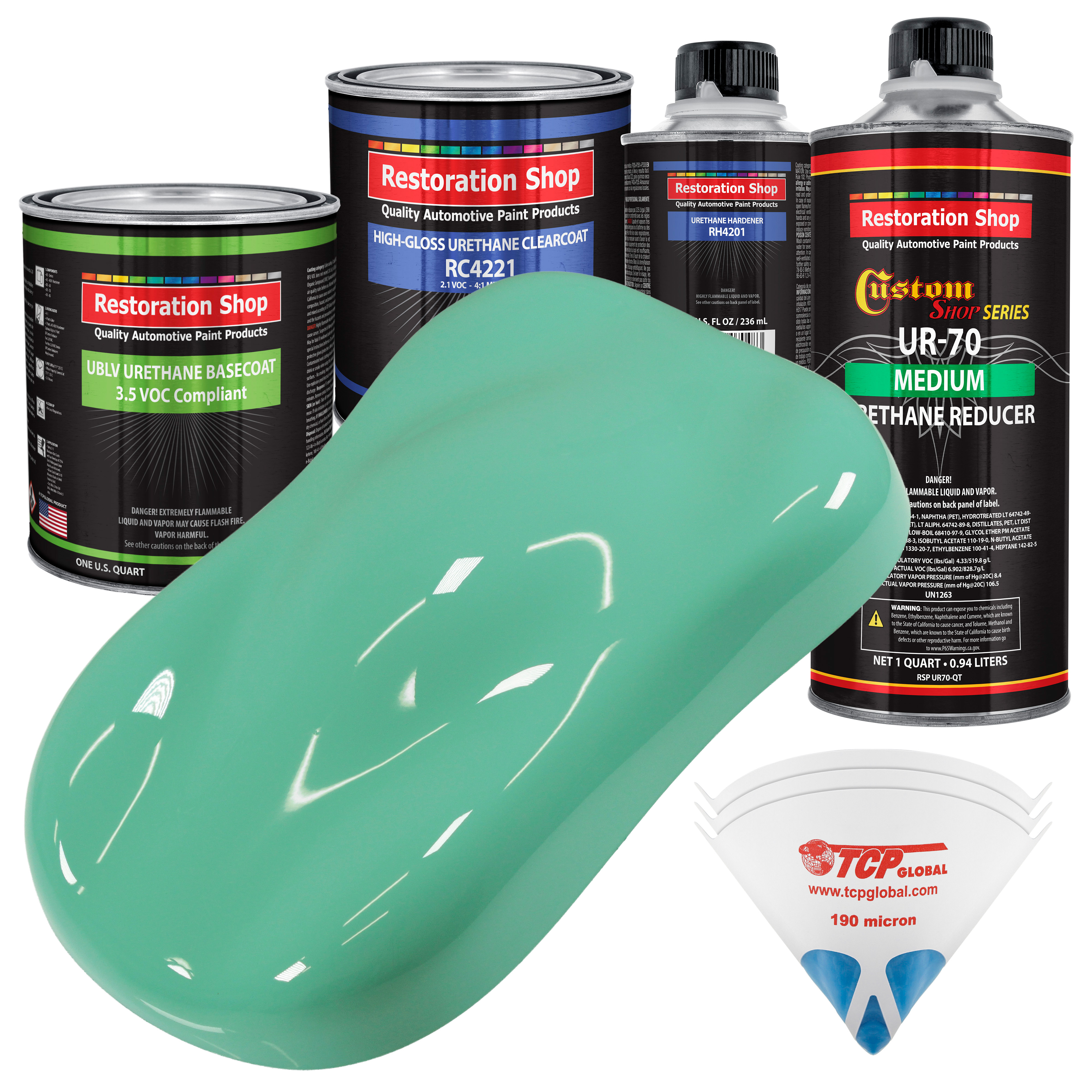 Light Aqua Quart Kit Low VOC URETHANE BASECOAT Car Auto Body Paint Kit