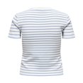 thumbnail image 2 of ONLY Camiseta de mujer - ONLLUPE STRIPE TEE, manga corta, cuello redondo, corte ajustado, rayas Blanco/Azul S (Small), 2 of 3