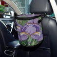 thumbnail image 6 of Qxltty Purple Iris Car Trash Can with Lid Vehicle Backseat Hanging Leak Proof Storage Bin, 6 of 7
