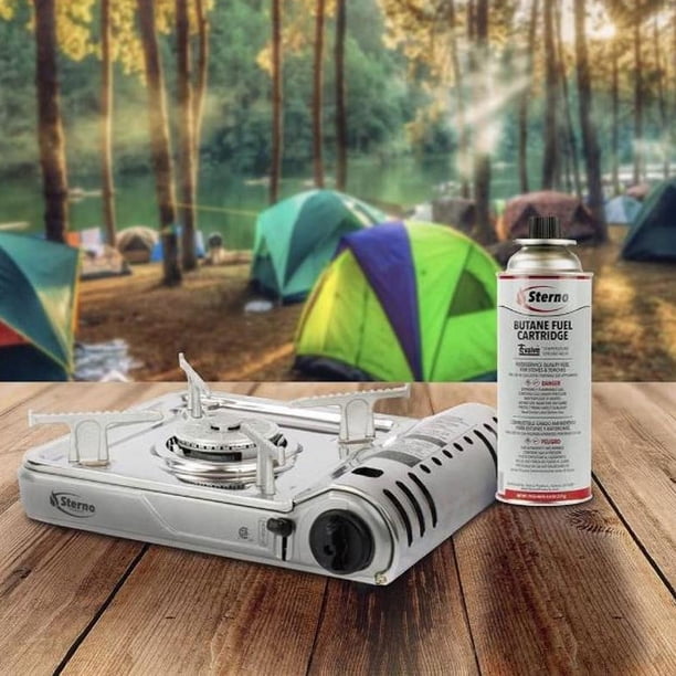 Réchaud à Gaz Portable 3500W – Pliable, Allumage Piézo, Coupe-vent, Adaptateur Butane, Pour Camping