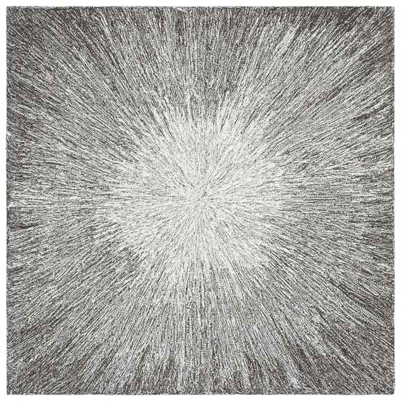 SAFAVIEH Micro-Loop Carbrey Sunburst Area Rug, Charcoal/Grey, 5' x 5' Square
