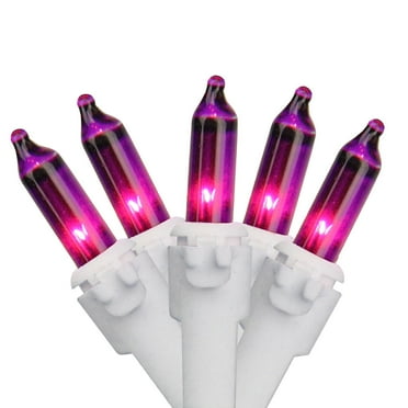 Set of 100 Purple Mini Christmas Lights 2.5" Spacing - White Wire