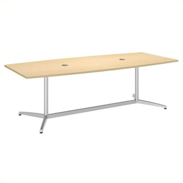 Bush Business Furniture Boat Shaped Conference Table with Metal Base in Maple