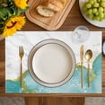 thumbnail image 4 of Turquoise Gold Marble Placemats Set of 8, Modern Abstract Marble Crack Texture Placemats for Dining Table, Place Mats for Kitchen Tabletop, Waterproof Wipeable Dining Table Mats Set, 4 of 9