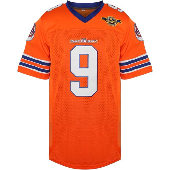 Phoneutrix Bobby Boucher #9 The Waterboy Adam Sandler Movie Mud Dogs Bourbon Bowl Football Jersey Small Orange