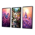 thumbnail image 3 of Designart "Pink Butterfly at Sunset IV" Animals Butterfly Framed Wall Art Set Of 3 - Pink Butterfly Frame Canvas Set For Living Room Decor, 3 of 6