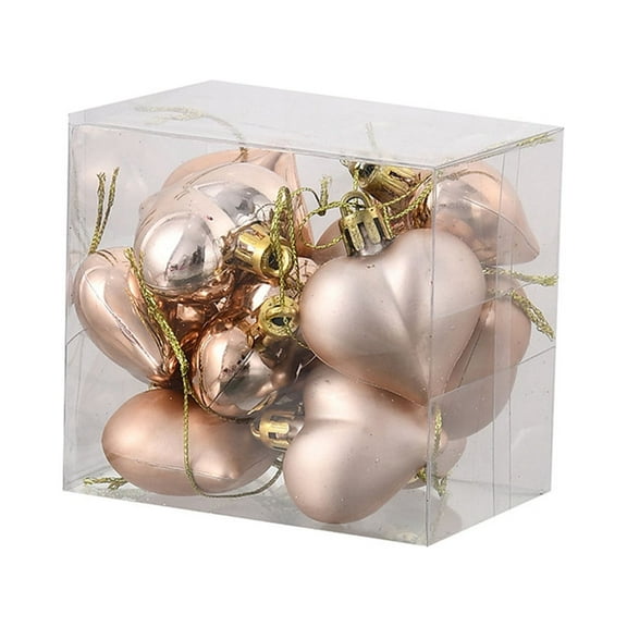 YiBai 12Pcs Valentine Decorations Heart Ornaments Romantic Valentine's Day Gifts, Rose Gold(12Pcs)