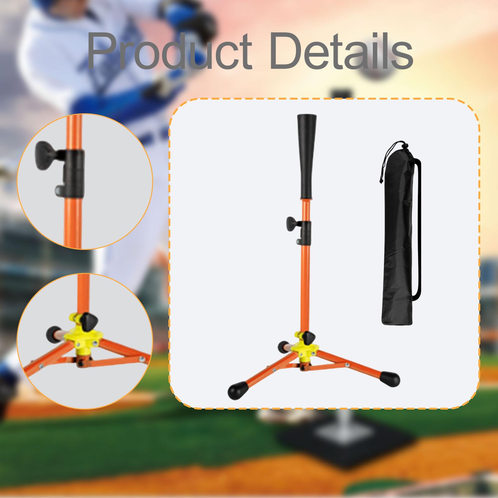 Dualoai Baseball Batting Tee with Carry Bag, Adjustable, Convenient, Portable, Foldable, Orange