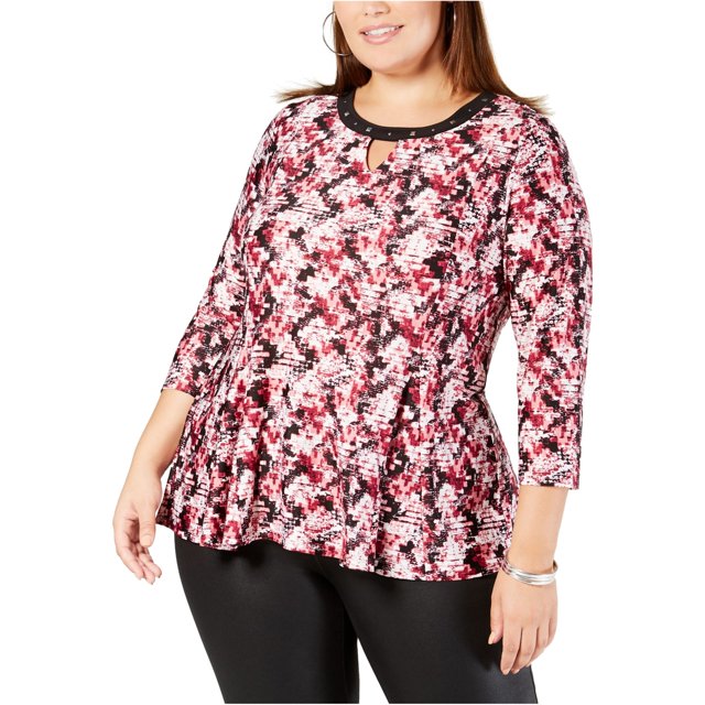 NY Collection Blusa sin mangas adornada para mujer, rosa, 1X