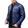 thumbnail image 2 of JOANKDMI Leather Jacket Men Moto Jacket Vintage Motorcycle Biker Coat Stand Collar Full Zip Casual Slim Fit PU Outerwear with Zipper Pockets for Fall Spring, 2 of 9