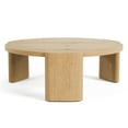 thumbnail image 2 of Furniture of America Honora Modern Wood 42-inch Oval Coffee Table with Plinth Base, Oak, 2 of 11