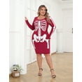 thumbnail image 2 of HDE Plus Size Skeleton Dress Stretchy Long Sleeve Halloween Costume Red 3X, 2 of 6