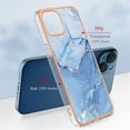 thumbnail image 3 of ELEHOLD for iPhone 12/iPhone 12 6.1 inch Marble Case, Clear Electroplated Frame Soft TPU Anti-Scratch Wear-Resistant Wireless Charging Slim Fit Transparent Case for iPhone 12/iPhone 12 Pro, Blue, 3 of 5