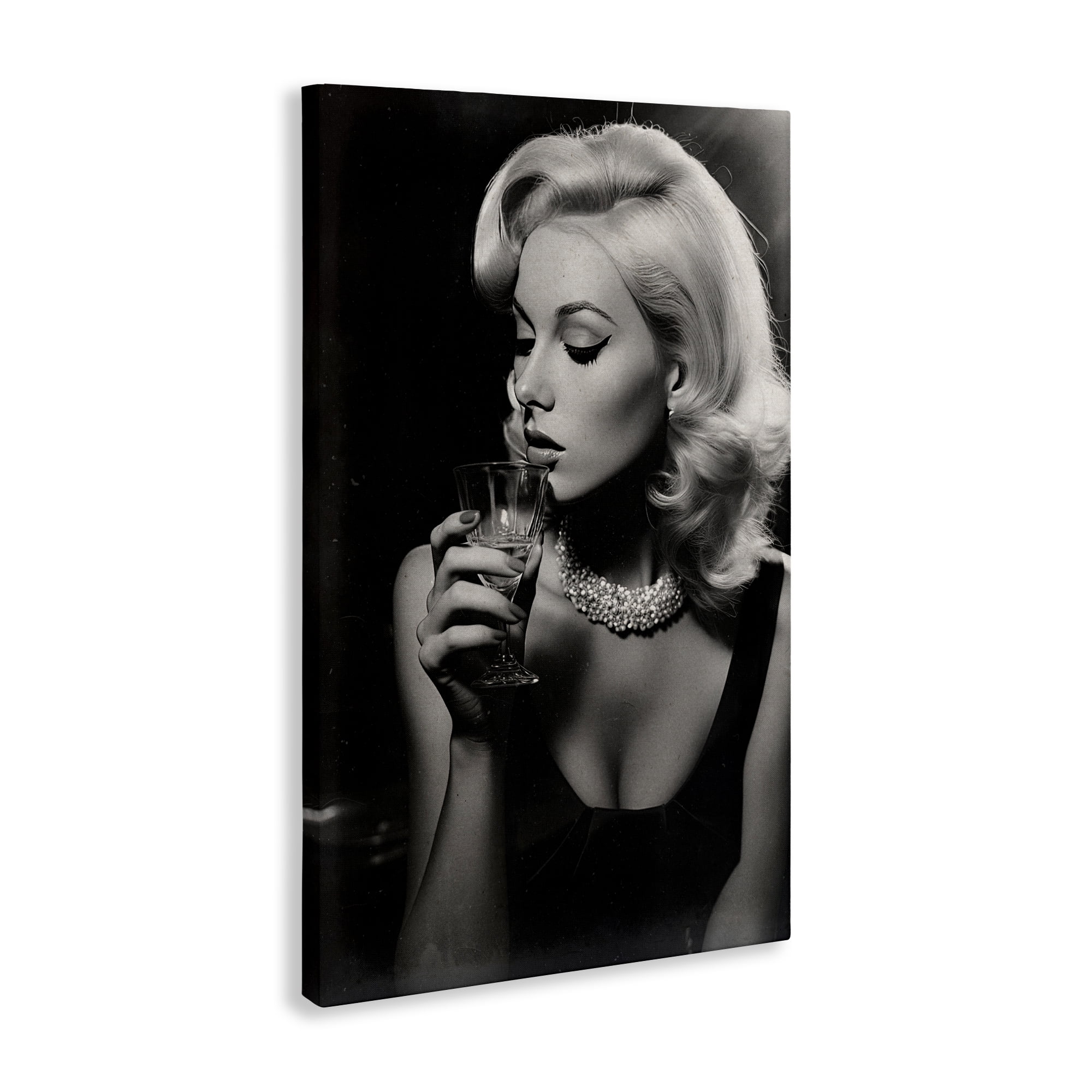 Classic Woman & Martini Canvas Wall Art, design by Decent Exposures