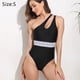 thumbnail image 2 of Traje de baño de una pieza sexy para mujer, traje de baño de un hombro sin mangas, trajes de baño de verano, negro, 2 of 6