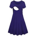 thumbnail image 1 of Diufon Maternity Dress for Women Short Sleeve Crew Neck A-Line Nursing Dress Ruffle Pregnancy Solid Color Midi Dresses, 1 of 3