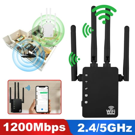 EEEkit WiFi Range Extender 1200 Mbps with WPS Internet Wireless Signal Booster, 2.4 & 5GHz Dual Band WiFi Extender with Ethernet Port, Wifi Repeater Compatible &all Smart Home (Best Internet Booster 2019)