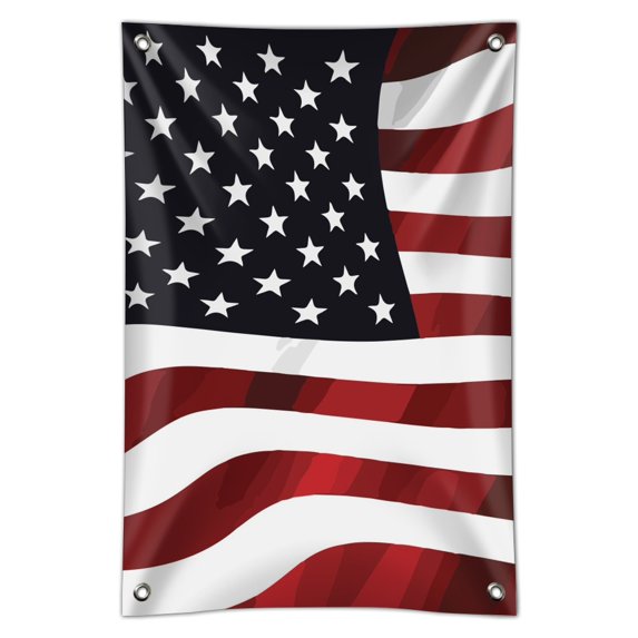 US American Flag Stars and Stripes Waving United States USA Home Business Office Sign