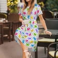 thumbnail image 3 of Salouo Bear And Polka Dot for Women's Short Sleeve Summer Dress, Pleated Loose Swing Knee Length Dresses with Pockets, 3 of 6