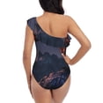 thumbnail image 5 of Picia Fire Breathing Dragon Twilight Pattern Women's One Piece Swimsuits,One Shoulder Swimwear Asymmetric ,Ruffle Monokinis Bathing Suits,High Waisted Flattering Bathing Suits-Large, 5 of 8