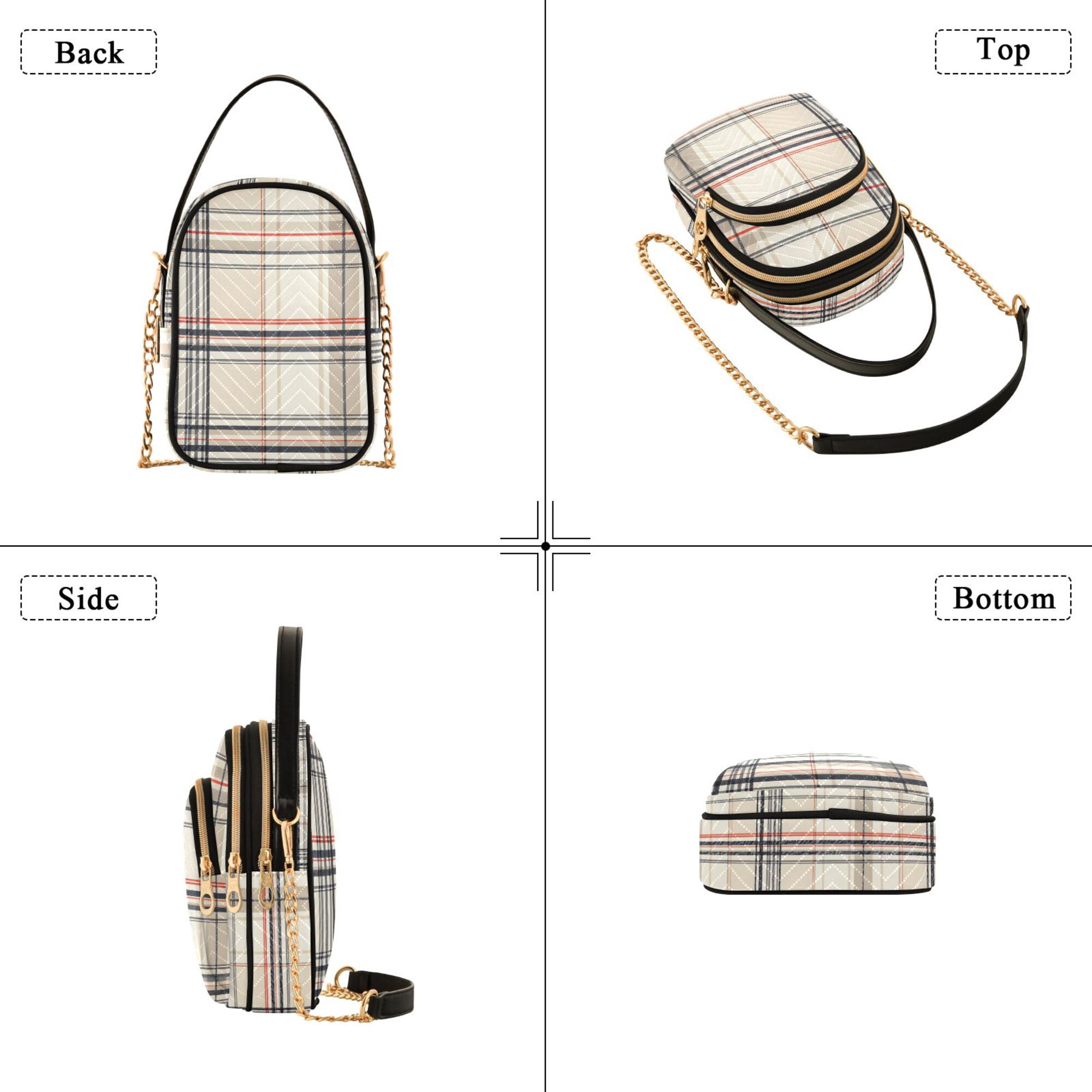 FORMRS Crossbody Bag for Women Quilted Travel Shoulder Cell Phone Purse with Chain Strap Handbag, Beige Plaid Pattern