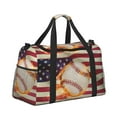 thumbnail image 2 of Disketp Baseball Ball With Flag Bolsa de Viaje Tipo Duffle, Bolso de Mano para Fin de Semana para Mujer, Bolsa de Gimnasio Ligera para Hombre, Esencial para Viajes, 2 of 7