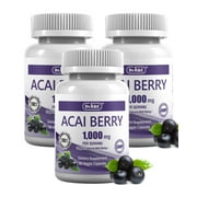 Dr.K&C Premium Organic Acai Berry  3 Pack Powerful Natural Antioxidant 1000 mg 180 Veggie Capsules Extract 100:1 Freeze-Dried Super Fruit Support Immune System Energy Boost Supplement No Filler