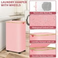 thumbnail image 4 of Pink Hamper with Wheels - 100L Large Laundry Hamper with Lid, Rolling Hamper on Wheels, Collapsible Laundry Basket with Removable Mesh Bag and Bamboo Handle for Easy Carrying, 4 of 7