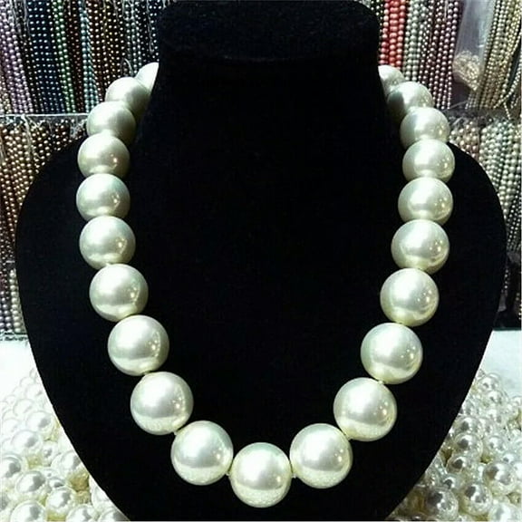 K-KED Rare Huge 18mm South Sea White Shell Pearl Necklace AAA 19 Inches