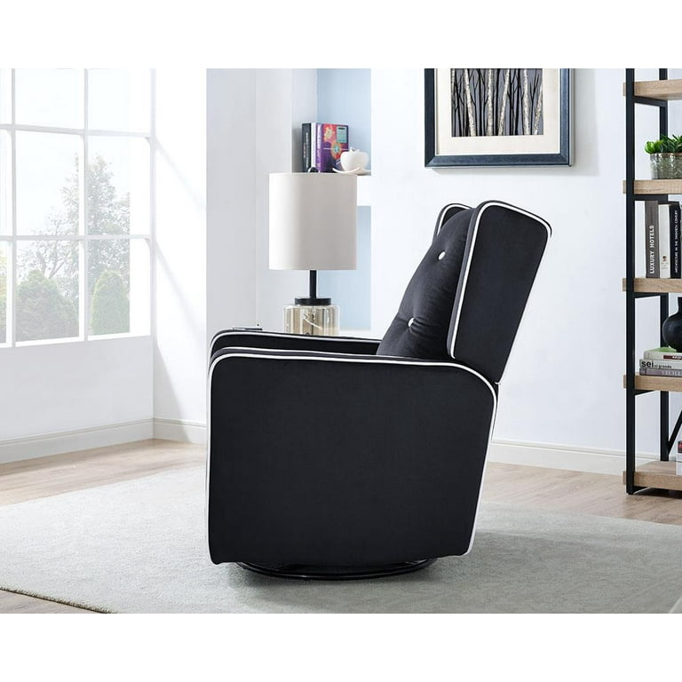 Naomi Home Odelia Swivel Glider Rocker Recliner Microfiber Black