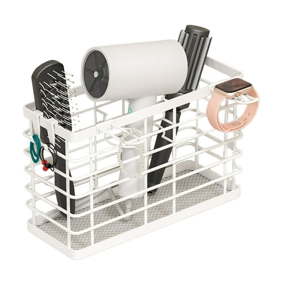 Organizador de herramientas para el cabello: soporte para secador de pelo, organizador de baño de metal 3 en 1, montaje en pared para plancha, rizador y alisador